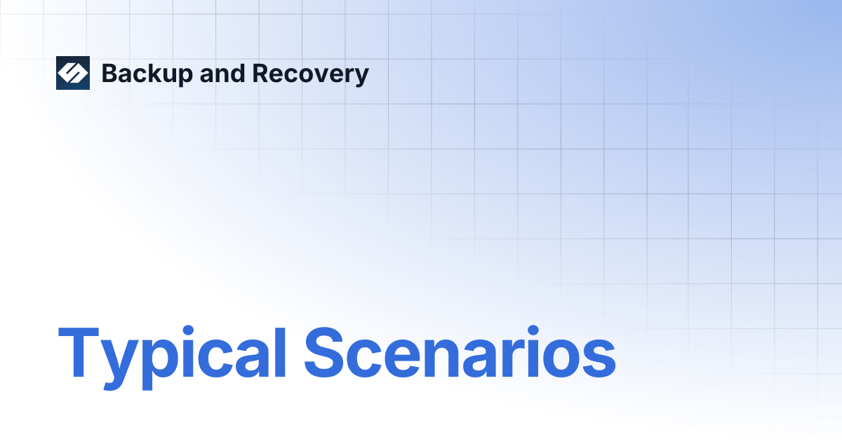 Typical Scenarios | Backup and Recovery 7.3 | Backup and Recovery